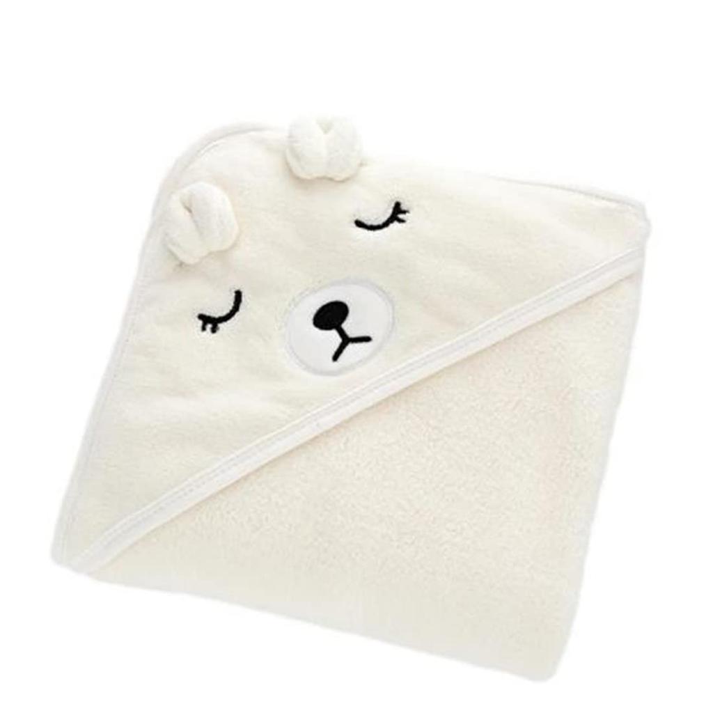 Hug Hug Honey Baby Swaddle, Newborn Fluffy Blanket, Bath Towel (White)