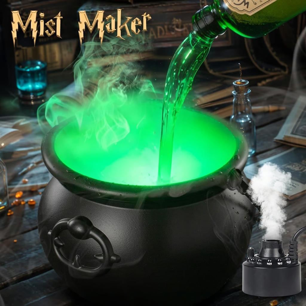 Halloween Decorations Indoor - Witch's Cauldron With Magical Bottles & Fog Maker, Floating Potion DIY, Party Decoration, Halloween Party Decor 50ml