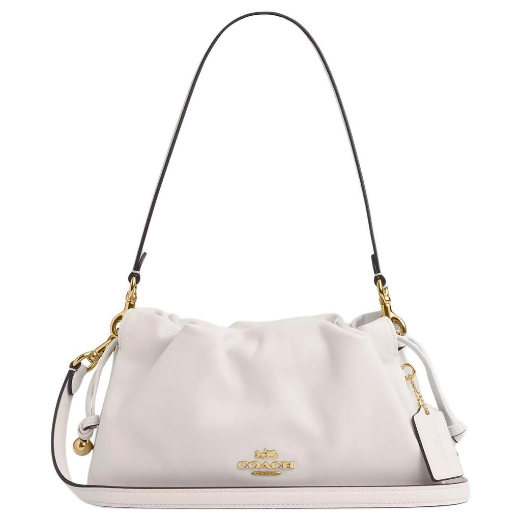 Coach Faye 26 Logo Kordelzug Magnetverschluss Leder Wolken Tasche Damen Handtaschen Kreideweiß CV529-IMCHK