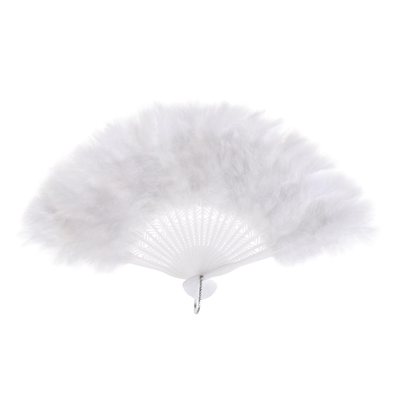 Elegant Bride Pearl Feather Fan Hand Held Bridal Wedding Decoration Folding Fan Single Women Party Supplies Photography Prop