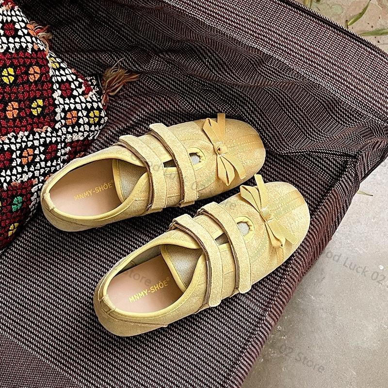 

Fashion 2025 New Spring Mary Jane Cross Strap Flats Shoes Women Fashion Elegant Round Toe Ladies Comfort Soft Sole Ballerinas Shoes 35 жёлтый