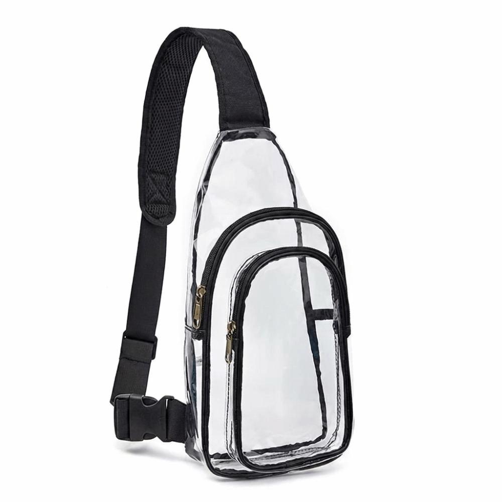 Waterproof Clear Chest Bag Lightweight PVC Shoulder Bag Durable Transparent Crossbody Bag Travel чёрный