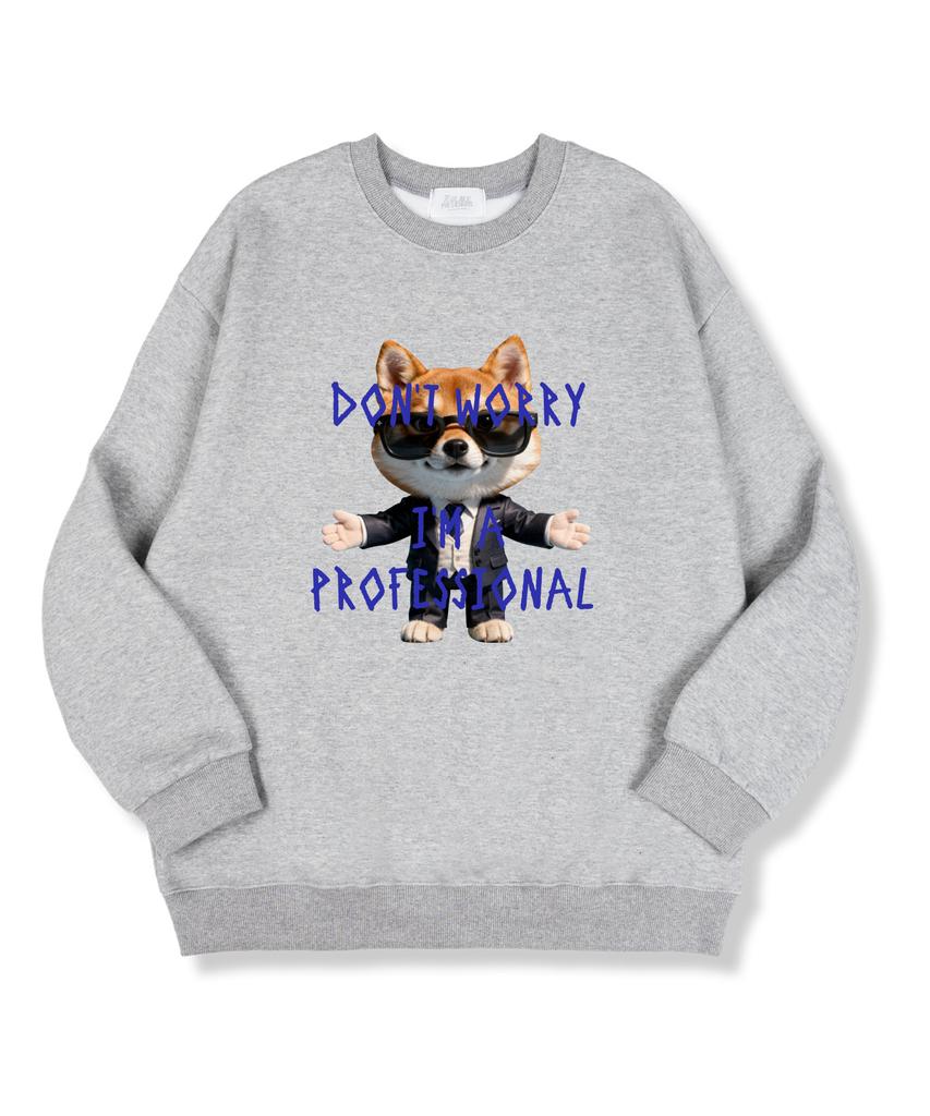 TI.GLAKE Don'T Worry Oversized Double-Sided Sweatshirt Gray