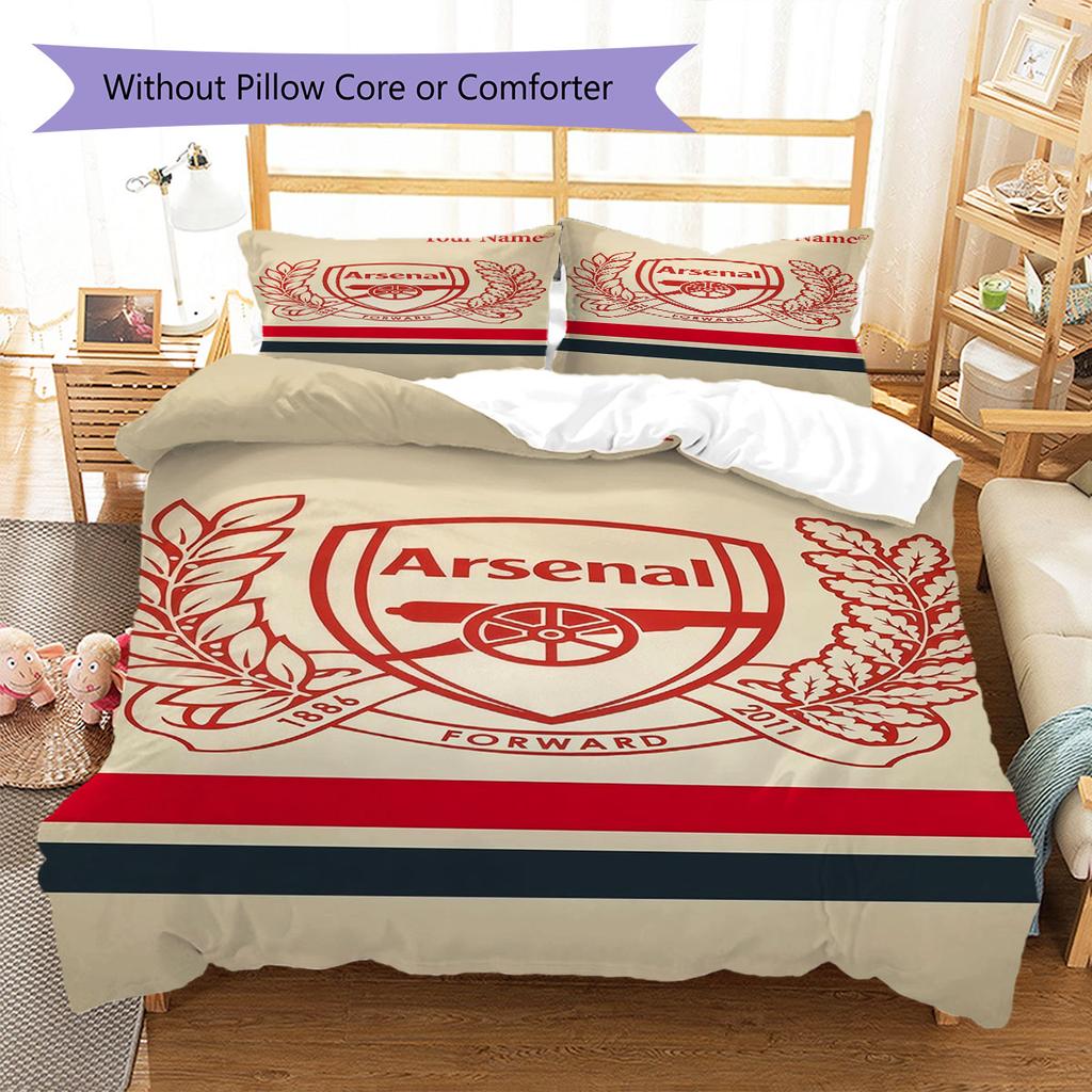 Arsenal F Custom Name Pattern Bedding,Quilt Set Quilt Cover Pillowcase Home Birthday Gift(1 * Duvet Cover + 2 * Pillowcase, Without Core)