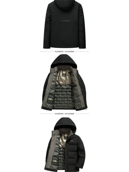 Woodpecker Men's Thick Hooded Winter Jacket - Middle-aged, Down Cotton Coat