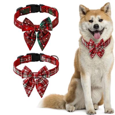 Fashion Adjustable Christmas Necklace Dog Bell Christmas Dog Bows Pet Bowknot Cat Kitten Collar