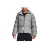 Under Armour FW22 Down Puffer Solid Color Chest Print Sports Casual Stand Collar Down Jacket Women Jacket Gray 1375455-558