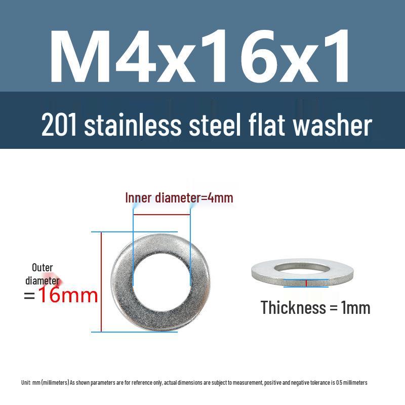 Yigu Yigu 201 Stainless Steel Flat Washer, Enlarged and Thickened Round Metal Screw Washer