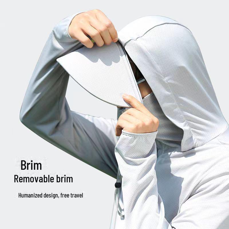 "Unisex UV Protection Detachable Brim Ice Silk Jacket"