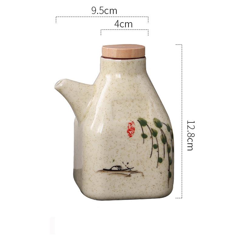 350ML Japanese Style Ceramic Oil Olive Dispenser Soy Sauce Pot Small Vinegar Pot Sauce Jar Oil Bottle Tableware Seasoning Bottle