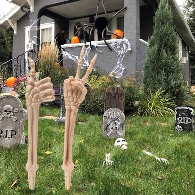 Decoração de Estaca de Esqueleto de Halloween Design Realista de Ossos de Esqueleto Fácil de Instalar Braço de Mão Assustador com Estacas de Gramado