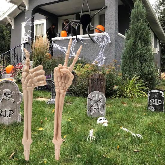 Halloweenská dekorace kostry k zapíchnutí Realistický design kostí kostry Snadná instalace Strašidelná ruka a paže s kolíky do trávníku