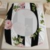 3pcs Fitted Sheet Set Black And White Stripes With Pink Flowers Bed Sheet With Pillowcases For Bedroom Decor