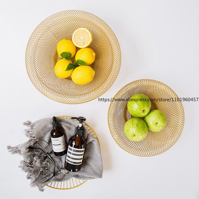 Simple Geometric Ironwork Fruit Plate Creative European-Style Decorative Item Home Living Room Coffee Table Storage Snack Basket