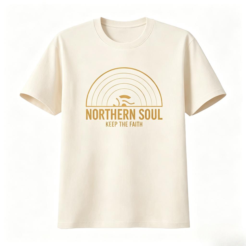 Northern Soul Keep The Faith Record Orange Unisexs Womens T Shirt High Quality Print Perfect for Music Lovers  Summer T Shirt