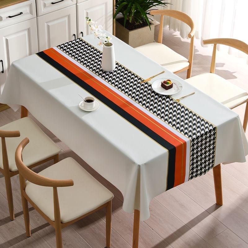 Nappe Rectangulaire Pied-de-Poule Classique Imperméable Résistante à l'Huile et aux Taches Lavable sans Essuyage Housse de Table de Cuisine Décoration de Maison
