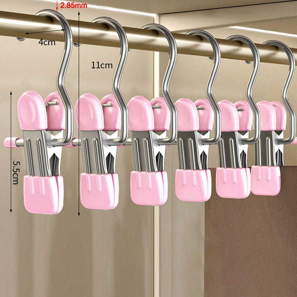 1/5/10PCS Windproof Stainless Steel Pants Clip with Hook Home Storage Rack  for Household