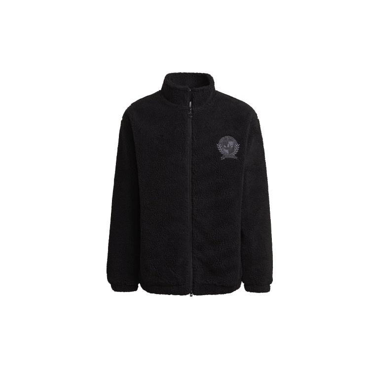 adidas originals C Crest Jacket Stay Warm polar fleece Stand Collar Black Men s H32150 S