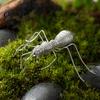 Insect Inspired Design Miniature Metal Ant Figurine, Hollow-Out Sculpture with Silver Finish, Minimalist Solid Wood Style Accessory Desk Decor