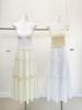Elegant Hollow Lace Patchwork Midi Skirt for Women - 2026 Spring/Summer A-Line Socialite Princess Style