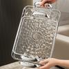 Clear Plastic Storage Tray Large Capacity Dessert Fruit Tray Plate Double Handle Jewelry Decorative Tray Home Kitchen Organizer