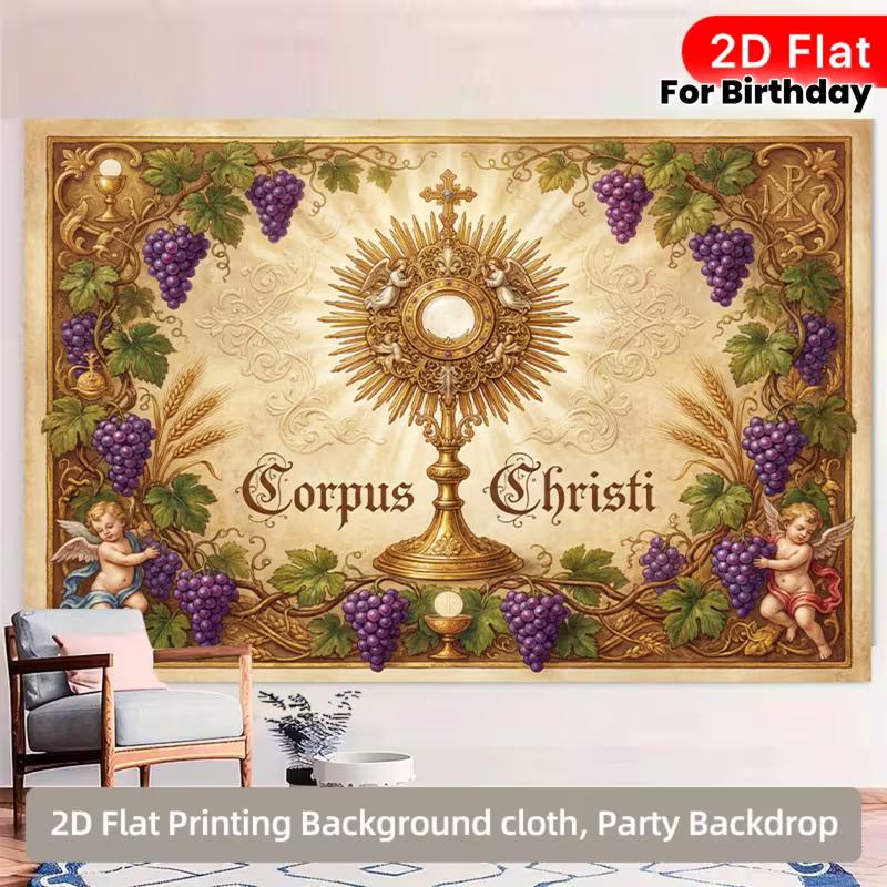 

2D Corpus Christi Party Background Cloth with Angel & Monstrance 47.2x31.5inch/120*80cm