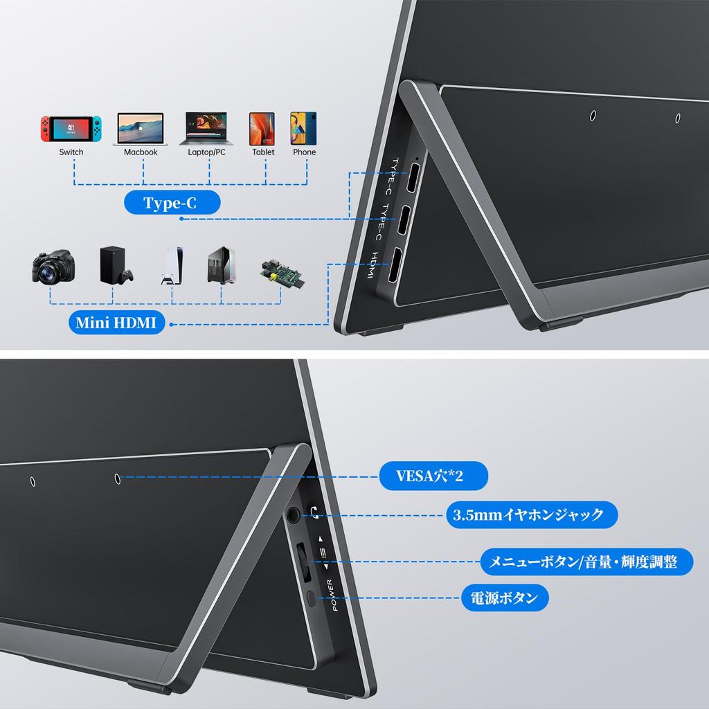 Cocopar OLED Mobile Monitor with Wide Color 450NIT High Contrast Storage Case VESA 1920x1080 USB Mini Portable Monitor for and More 13.3-inch 100%