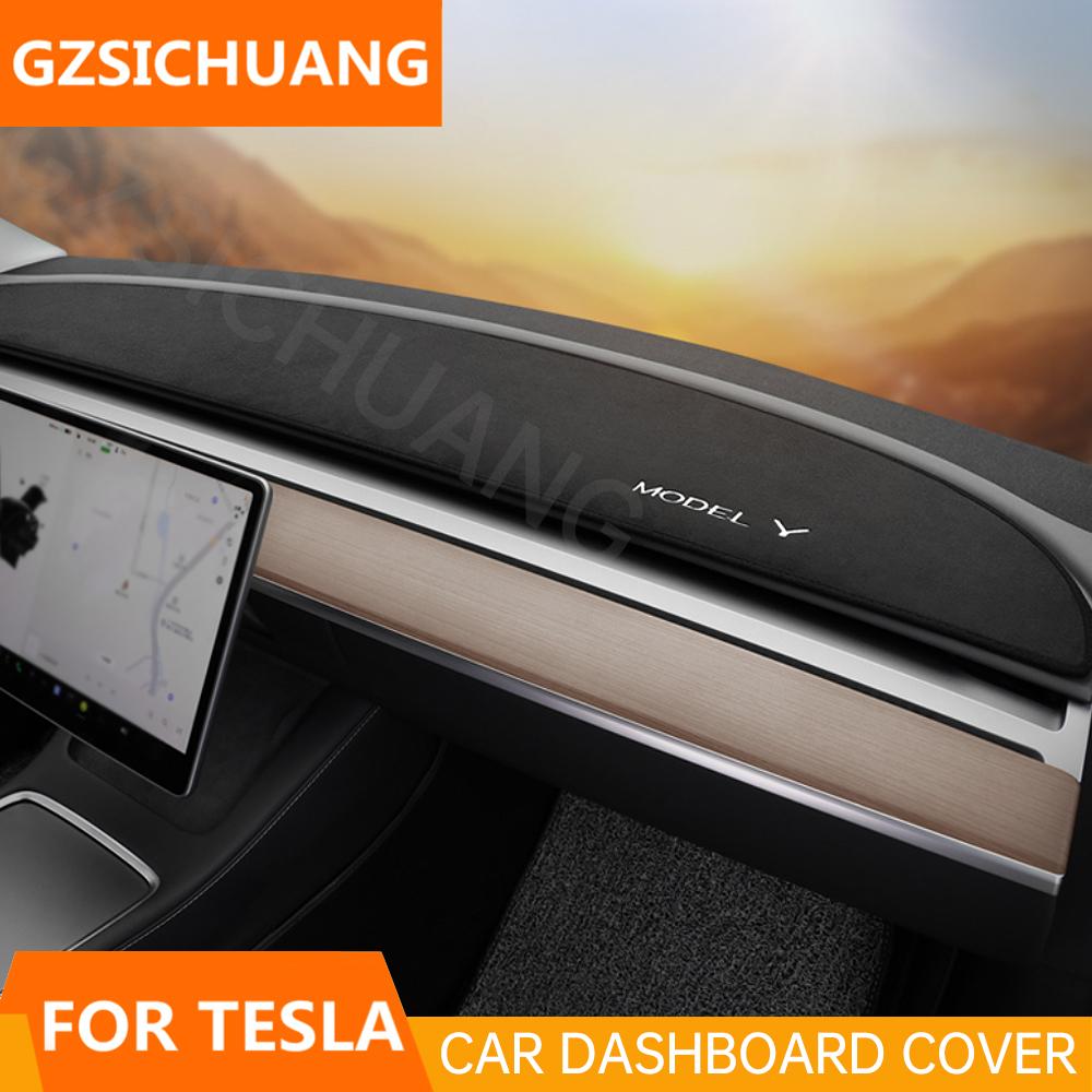 

Для модели Tesla 3 года 2017 2018 2019 2020 2021 2022 крышка приборной панели солнцезащитный козырек Нескользящий фланелевой коврик для приборной панели автомобиля