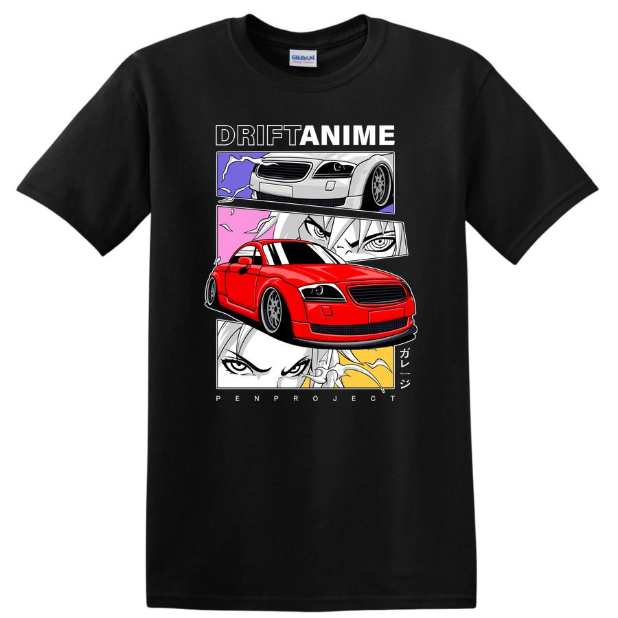 Red Car Graphic T Shirt Anime Style Art Cool Racing Tee for Car Enthusiasts 2XL