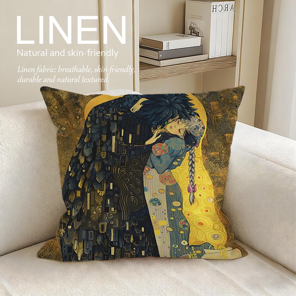 

Artwork The Kiss Cushion Cover Pillowcase Set Pcs x x Breathable Washable Sofa Cushion Cover 30X30cm