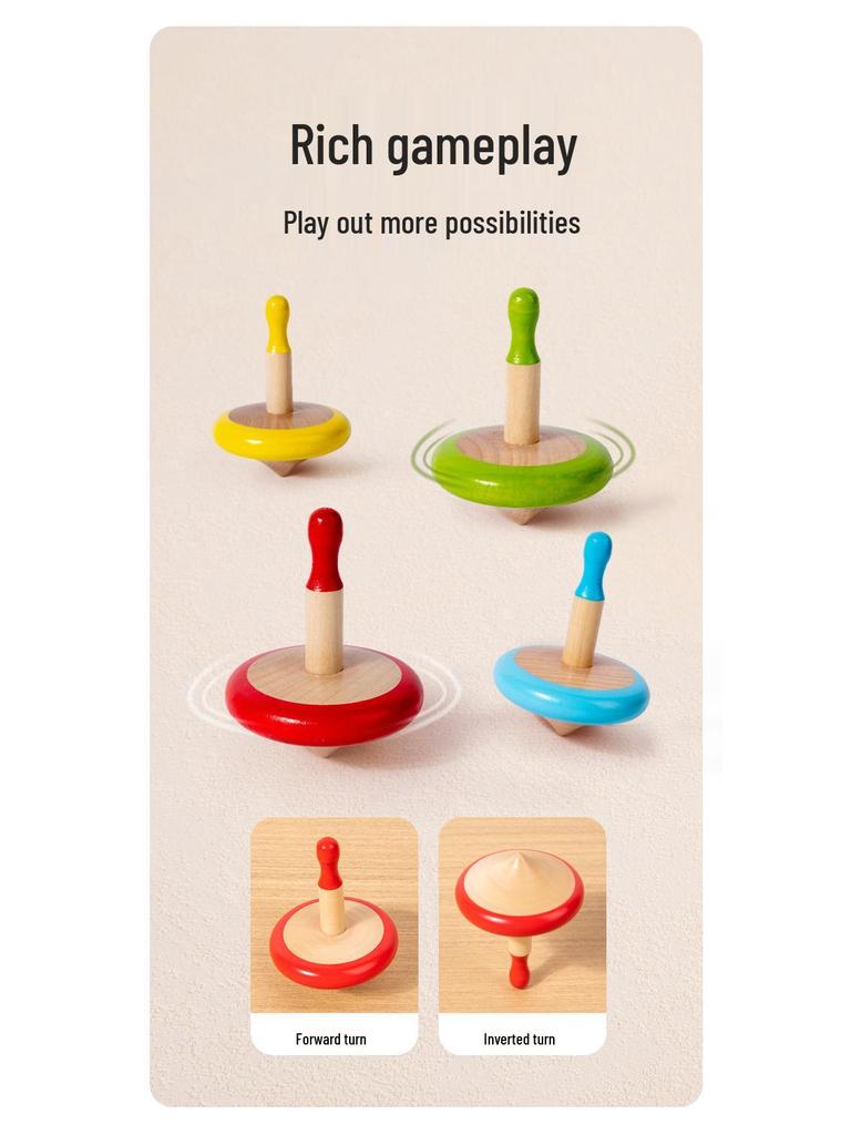 Customizable Children's Nostalgic Beech Wood Spinning Top Set