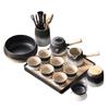 Household kung fu tea set black and white gradual change retro tea tray gift box set