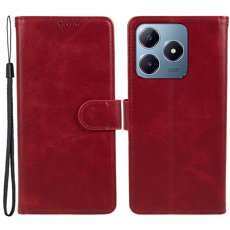 For Realme Note 60x 4G/C63 4G/C61 4G Case Leather Calf Texture Phone Cover Cash and Card Holder Wallet