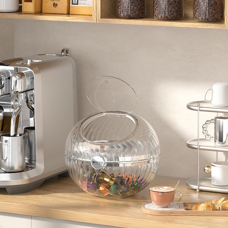 Creative Desktop Transparent Capsule Coffee Press Storage Container Multi-purpose Candy Chocolate Tea Sealed Storage Box