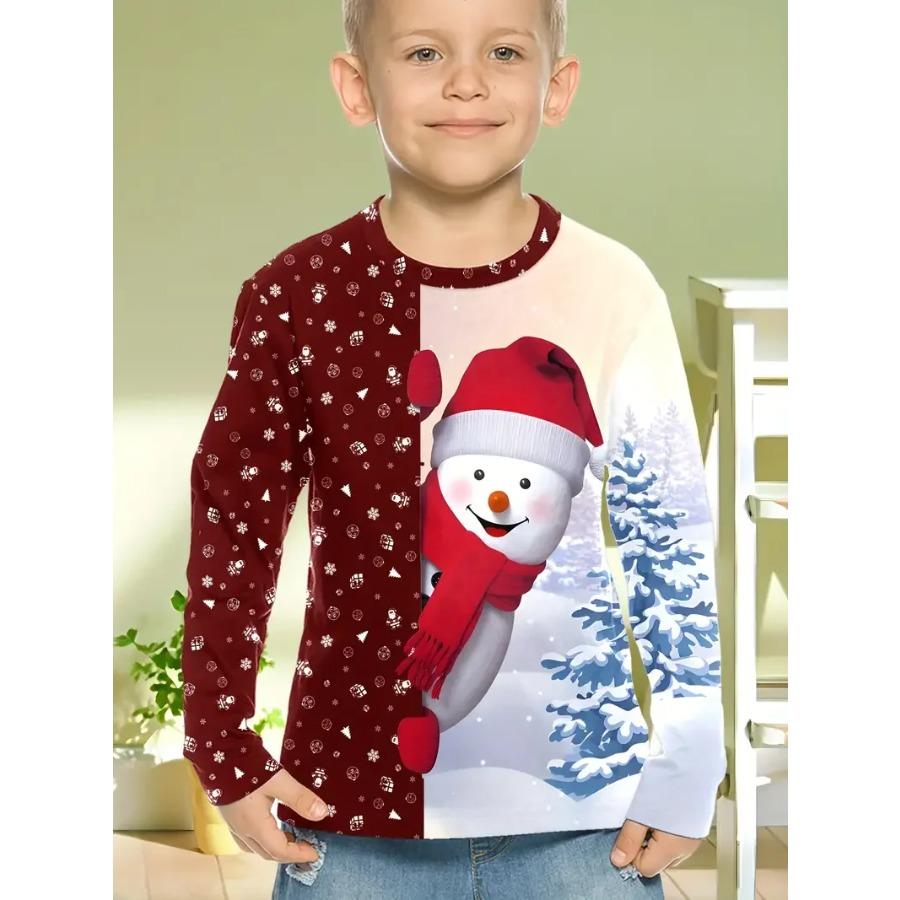 

Детская длинная футболка с 3D-принтом и рождественским узором, модная повседневная футболка для мальчиков и девочек, детская одежда унисекс, футболка, одежда для девочек 160