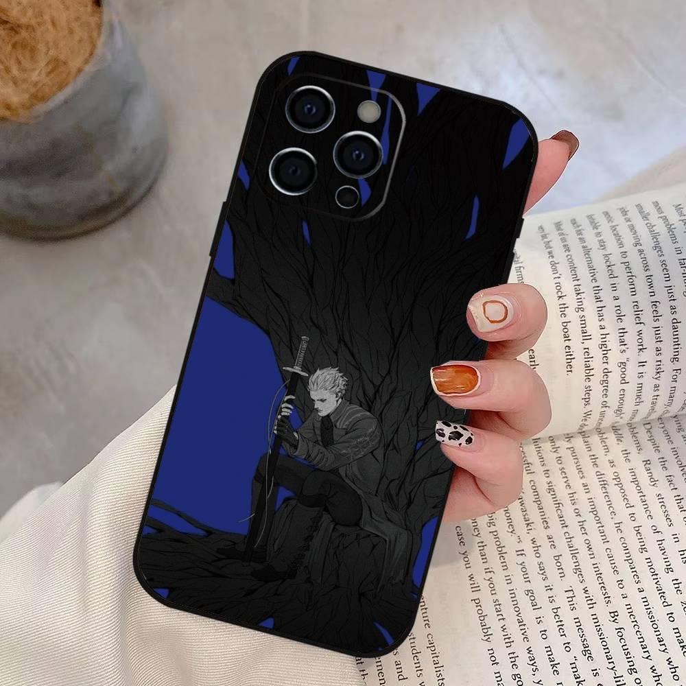 

V-Vergil Devil May C-Cry Phone Case For iPhone 17,16,15,14,13,12,11 Plus,Pro Max,XS,Soft Silicone Black Cover iPhone14