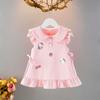 Girls Summer Pink Sweet Cat Cartoon Peter Pan Collar Polo Princess Dress Cute Casual Sundress For Kids