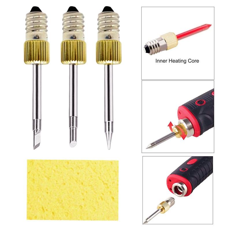 AD23-2 Pcs Soldering Iron Tip With Sponge E10 Interface Welding Tips USB Soldering Tip Soldering Tools Set