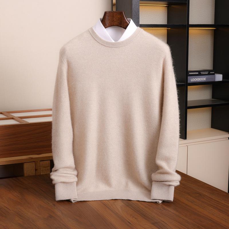 Autumn/Winter Cashmere Sweaters: Men'S Crewneck Cashmere Sweater, Loose And Simple Knitted Solid Color Base Layer