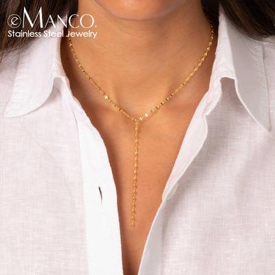 EManco Elegant Dainty Tassel Gold Plated Stainless Steel PVD Link Chain Choker Necklace Women's Daily Commute Party