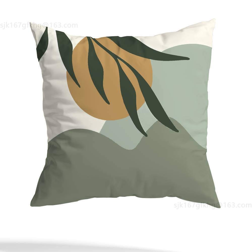 Abstract Plants Pillow Case Square Double-Sided Printing Short Plush Sofa Cushion Cover Bedroom Bedside Pillow