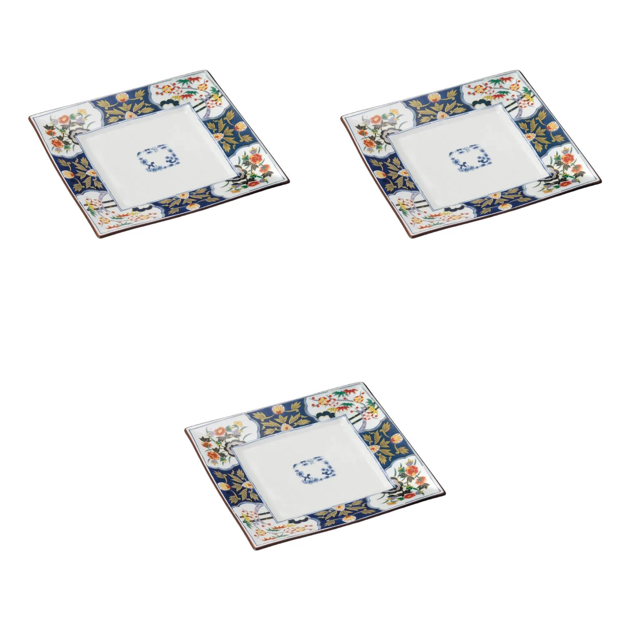 

Набор из 3 окрашенных квадратных тарелок с узором Нисики, размер x x большой, квадратные, Arita Setomonohonpo No. [23.5 23.5 2.5 см] Тарелки, Посуда,