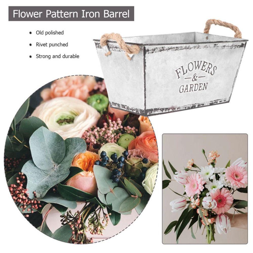 Galvanized Rectangular Flower Bucket Thickened Plant Container Iron Flower Pots  Garden