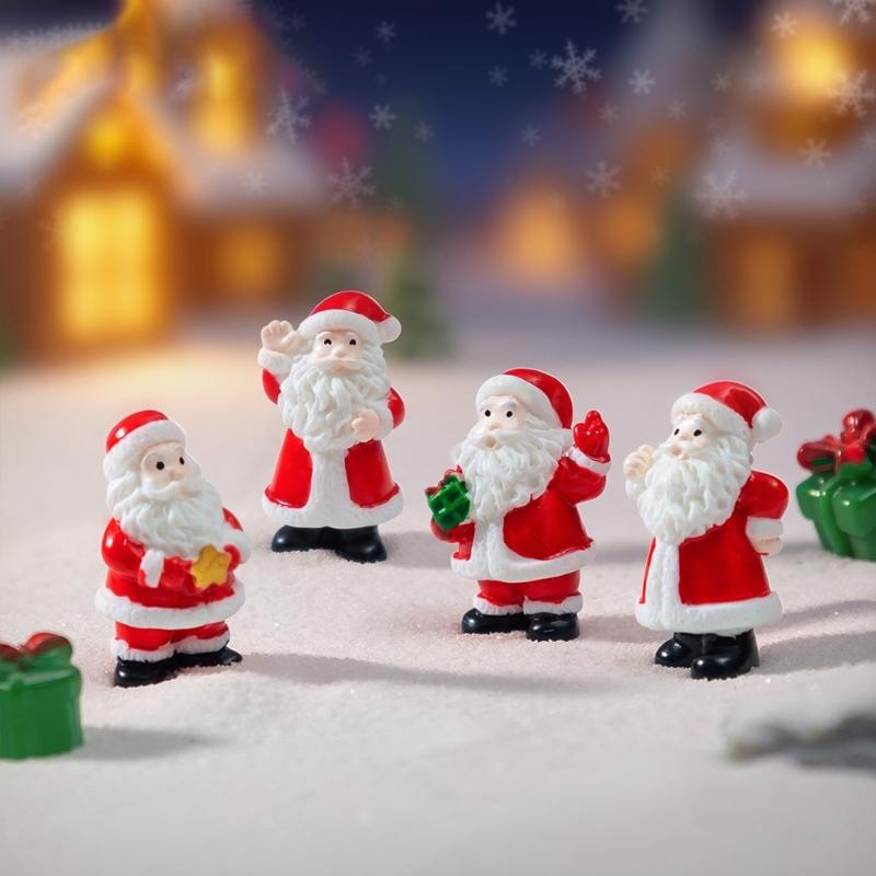 4 ST Detaljerade Jultomtedekorationer Harts Hantverk Festligt Landskapsset Familjevänliga Julgransaccessoarer