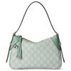 GG Emblem Zipper Closure Adjustable Shoulder Strap Coated Fabric Underarm Bag Shoulder Bag Small Women Bags Gray-Green 815218-FAEAA-8460