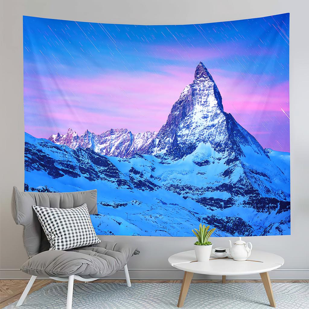 Winter Snow Tapestry Mountain Forest Snowy Pine Tapestry Sunset Landscape Tapestry Art Home Living Room Bedroom Decor Tapestries