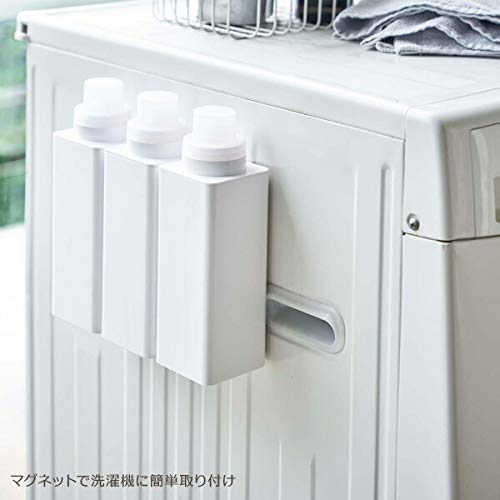 [Set of 2] Yamazaki Jitsugyo Laundry Bottle Tower Magnetic Refill White 4852 | Storage Magnet Laundry Detergent Fabric Softener Attaches to Washing Ma