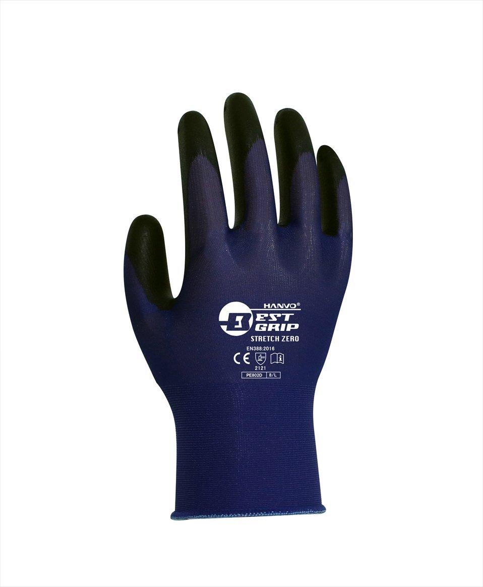 

Лучшее сцепление, ощущение сенсорного экрана, Zero 10 пар PE802D Совместимые, Ультратонкие, Перчатки для работы голыми руками, Без тыльной стороны, Стрейч, (M) синий