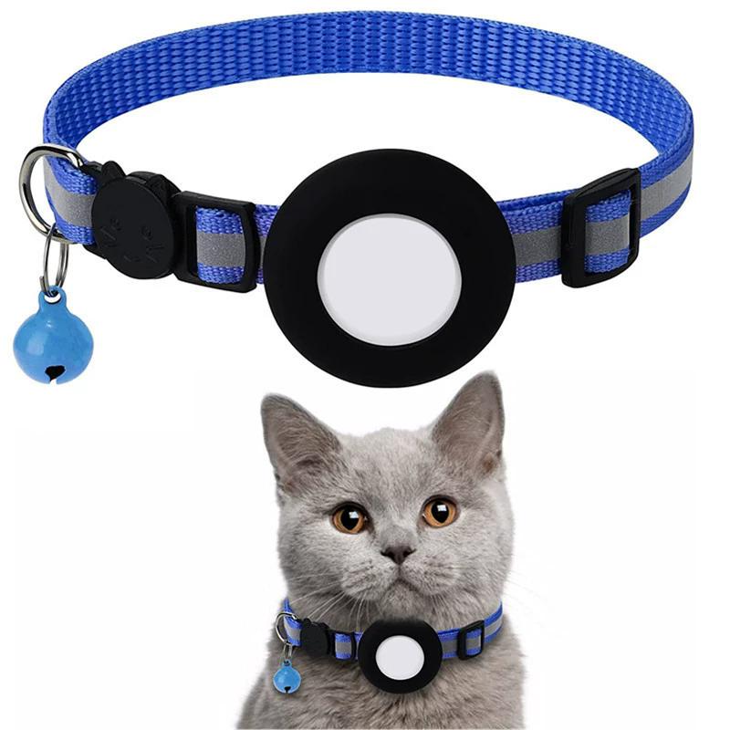 2Pcs Cat Collar with Protective Case, Reflective Nylon Pet Collar with Safety Buckle & Bell, Anti-Lost Adjustable Collar