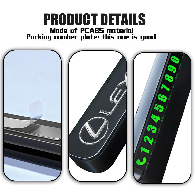 ABS Car Temporary Parking Card Phone Number Plate Auto Accessories For Lexus UX250h RX450h RX300 GX470 CT200h RX400h NX300h